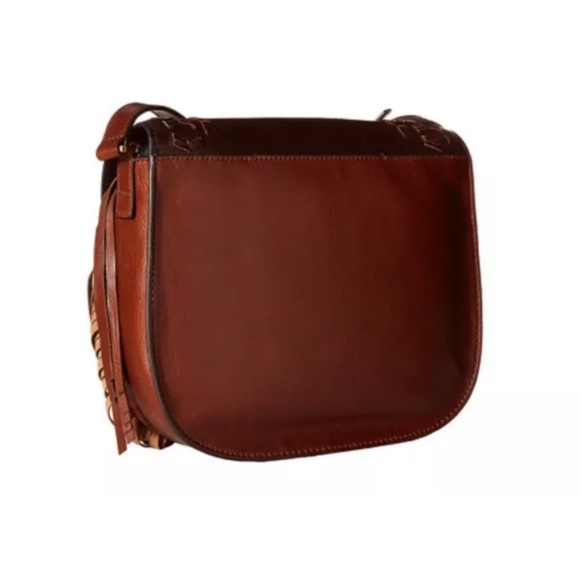 NWT Fossil Women’s Brown Leather Fringe Saddle Crossbody Bag - Picture 5 of 11